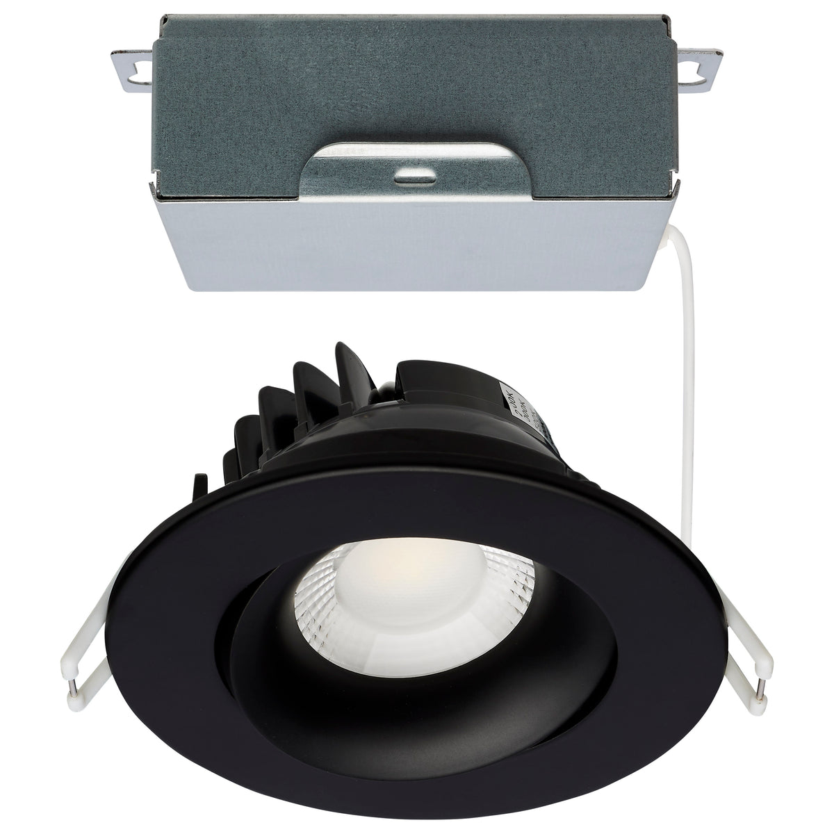 12 Watt LED Direct Wire Downlight - GimbaLED - 3.5 Inch - Selectable - Round - Remote Driver - Black Finish - 840 Lumens