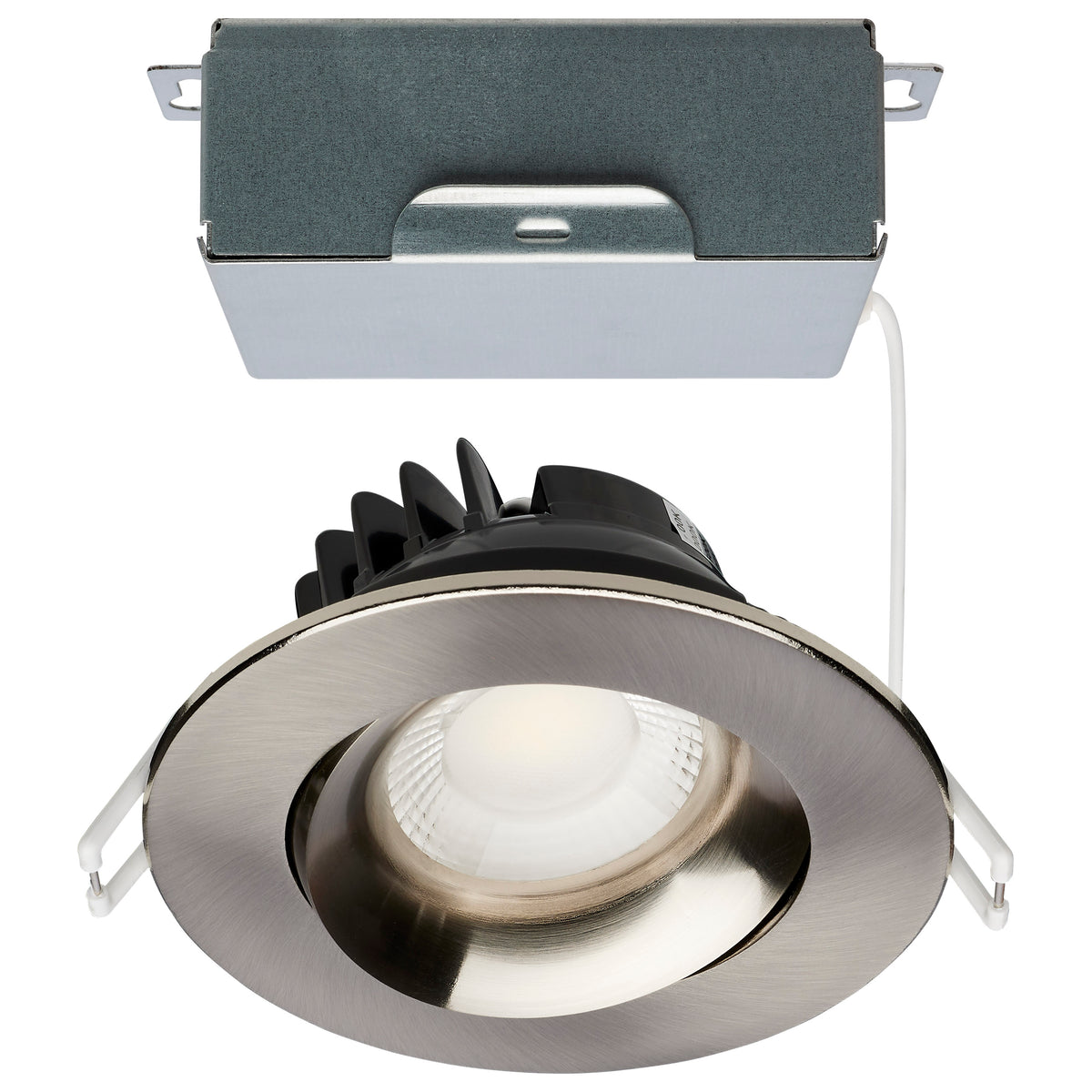 12 Watt LED Direct Wire Downlight - GimbaLED - 3.5 Inch - Selectable - Round - Remote Driver - Brushed Nickel Finish - 840