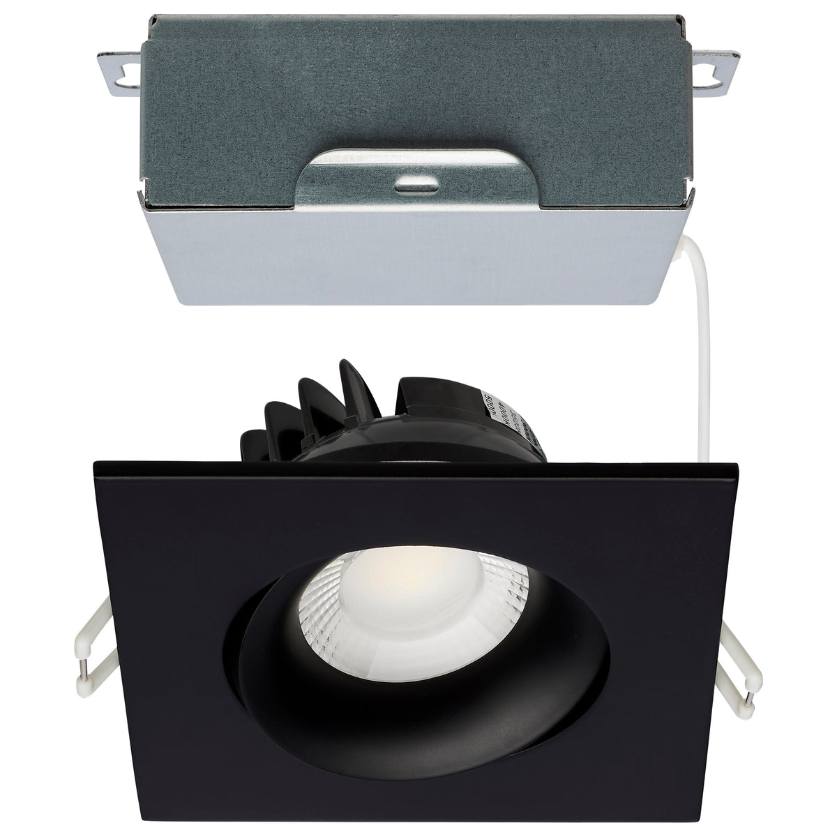 12 Watt LED Direct Wire Downlight - GimbaLED - 3.5 Inch - Selectable - Square - Remote Driver - Black Finish - 840 Lumens