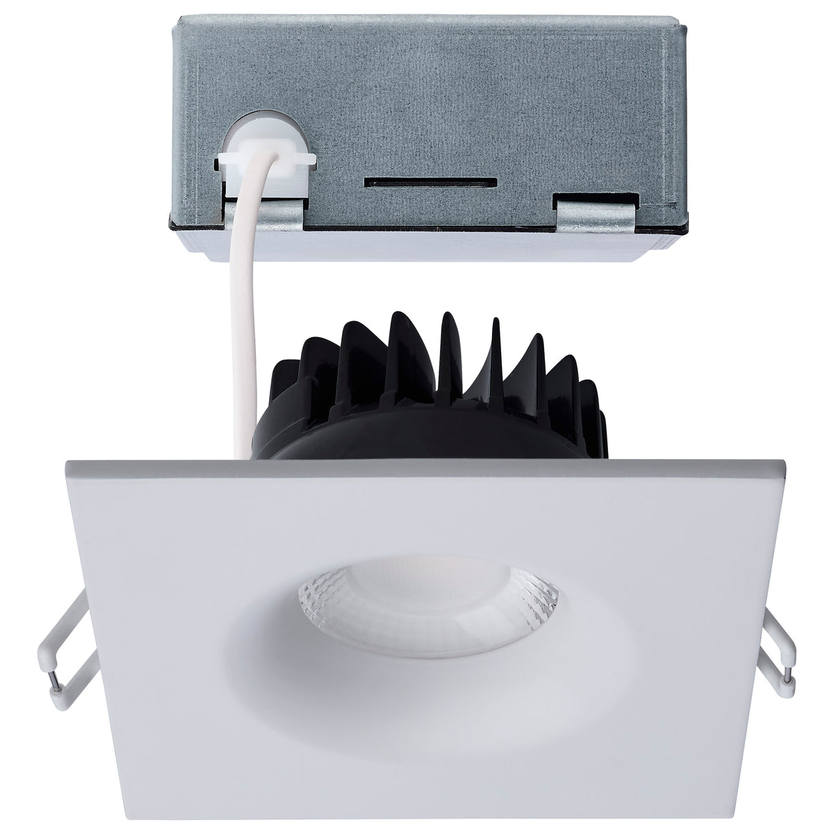 10 Watt LED Direct Wire Downlight - Remote Driver - Selectable - Dimmable - Square - White Finish bulb or fixture view
