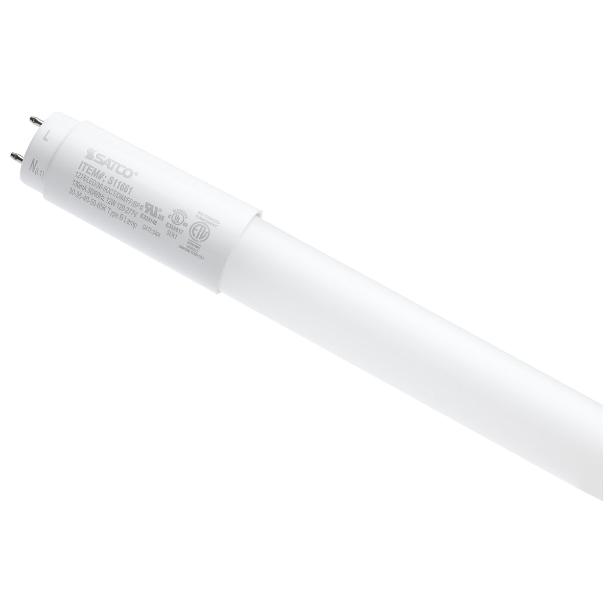 12 Watt T8 LED - 36 Inch - 30K/35K/40K/50K/65K Selectable - Low Optical Flicker (less than 5%) - Medium Bi Pin Base - Type B