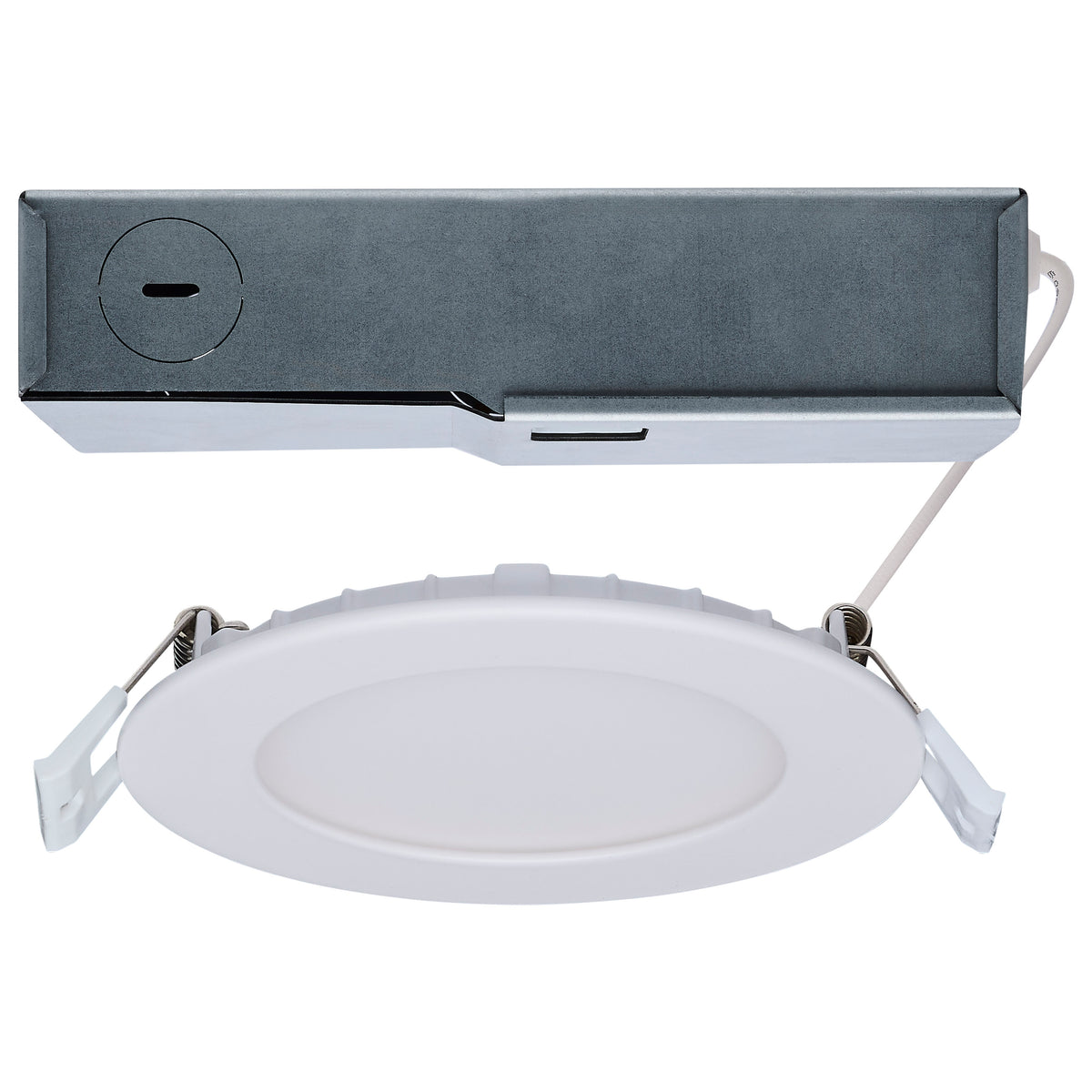 8/12 Watt LED Direct Wire Downlight - 27K/3K/35K/4K/5K - Remote Driver - 4 Inch - Round - Flat Face - White Finish - 120-277