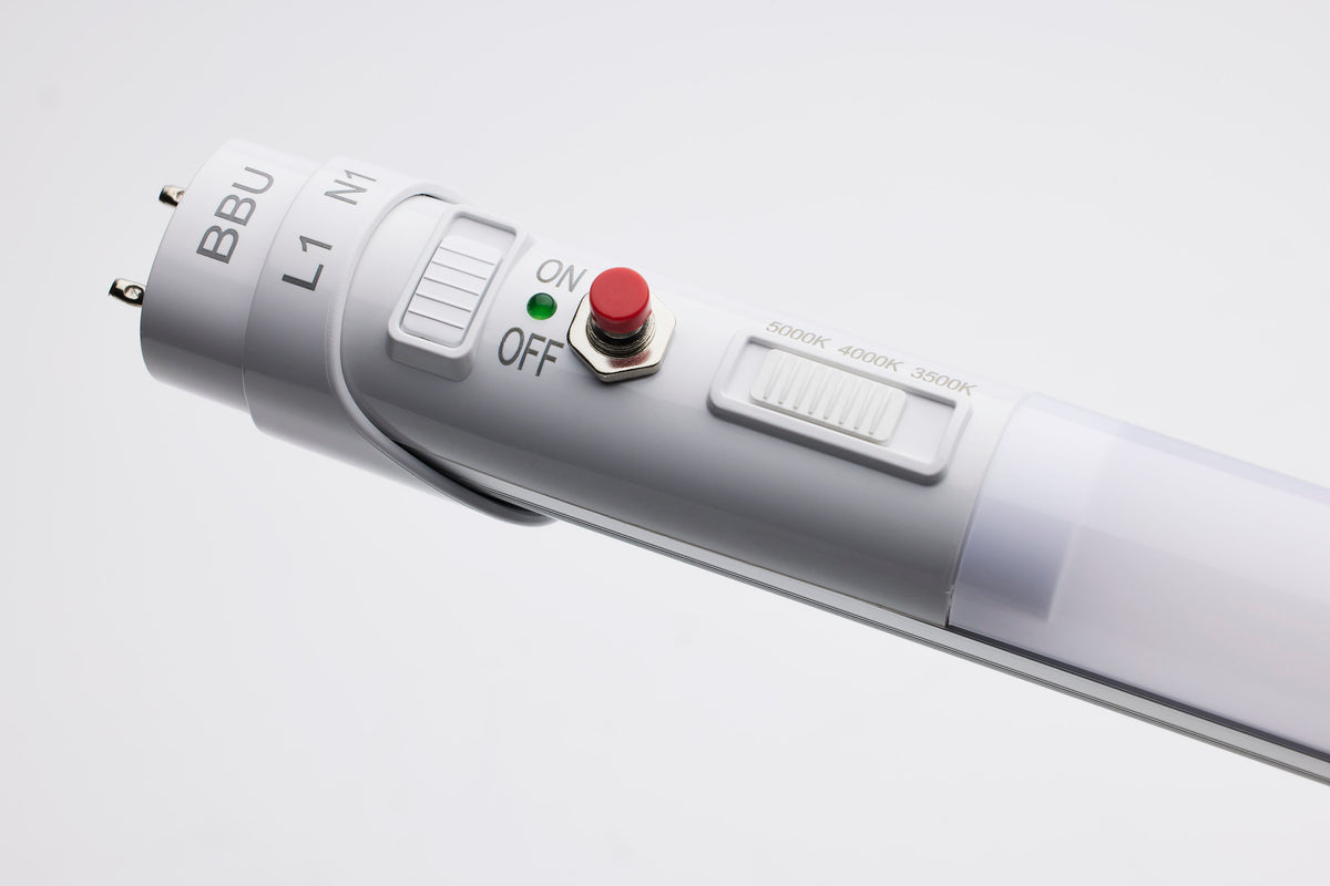 15 Watt 48 Inch T8 LED - 35K/40K/50K CCT Selectable - Ballast Bypass with Battery Backup - G13 Base - 120-277 Volt