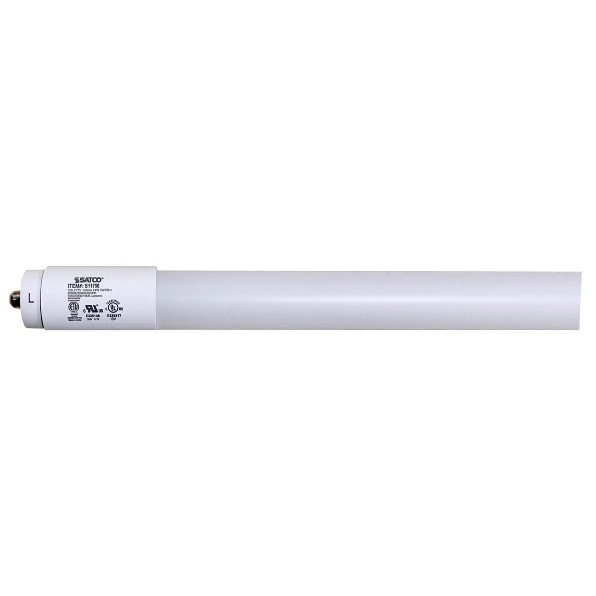 14 Watt T8 LED - Single Pin Base - Selectable - PET Shatterproof Coated - White Finish - Type B - Ballast Bypass - 48 Inches