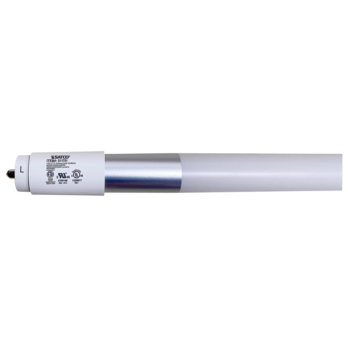 24 Watt T8 LED - Single Pin Base - Selectable - Type B - Ballast Bypass - PET Shatterproof Coated - White Finish - 72 Inches