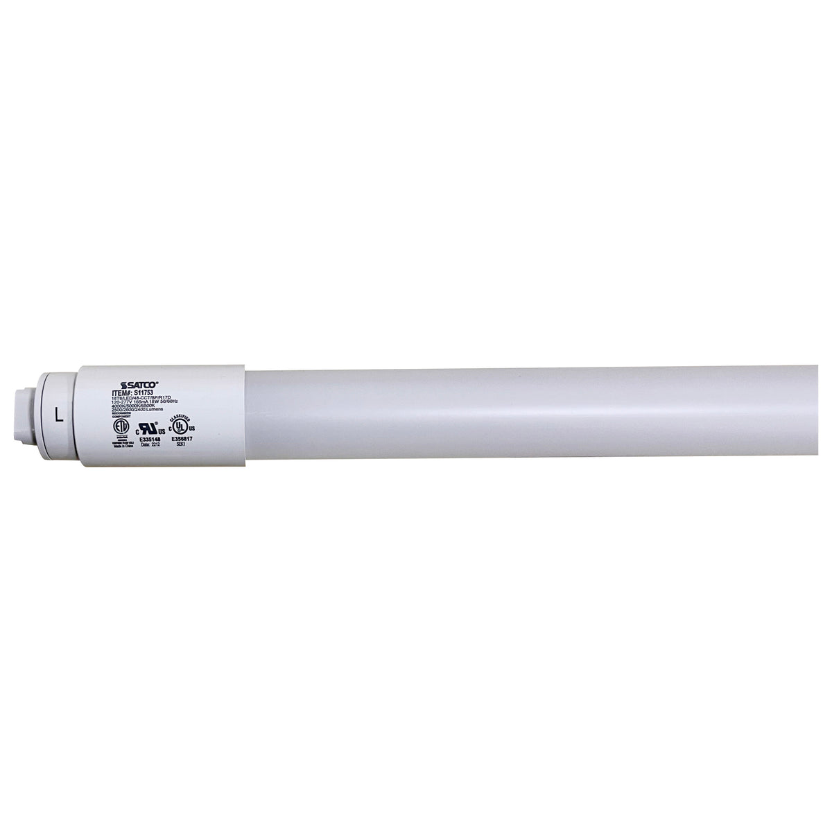 18 Watt T8 LED - Recessed Double Contact HO/VHO Base - Selectable - Type B - Ballast Bypass - PET Shatterproof Coated - White