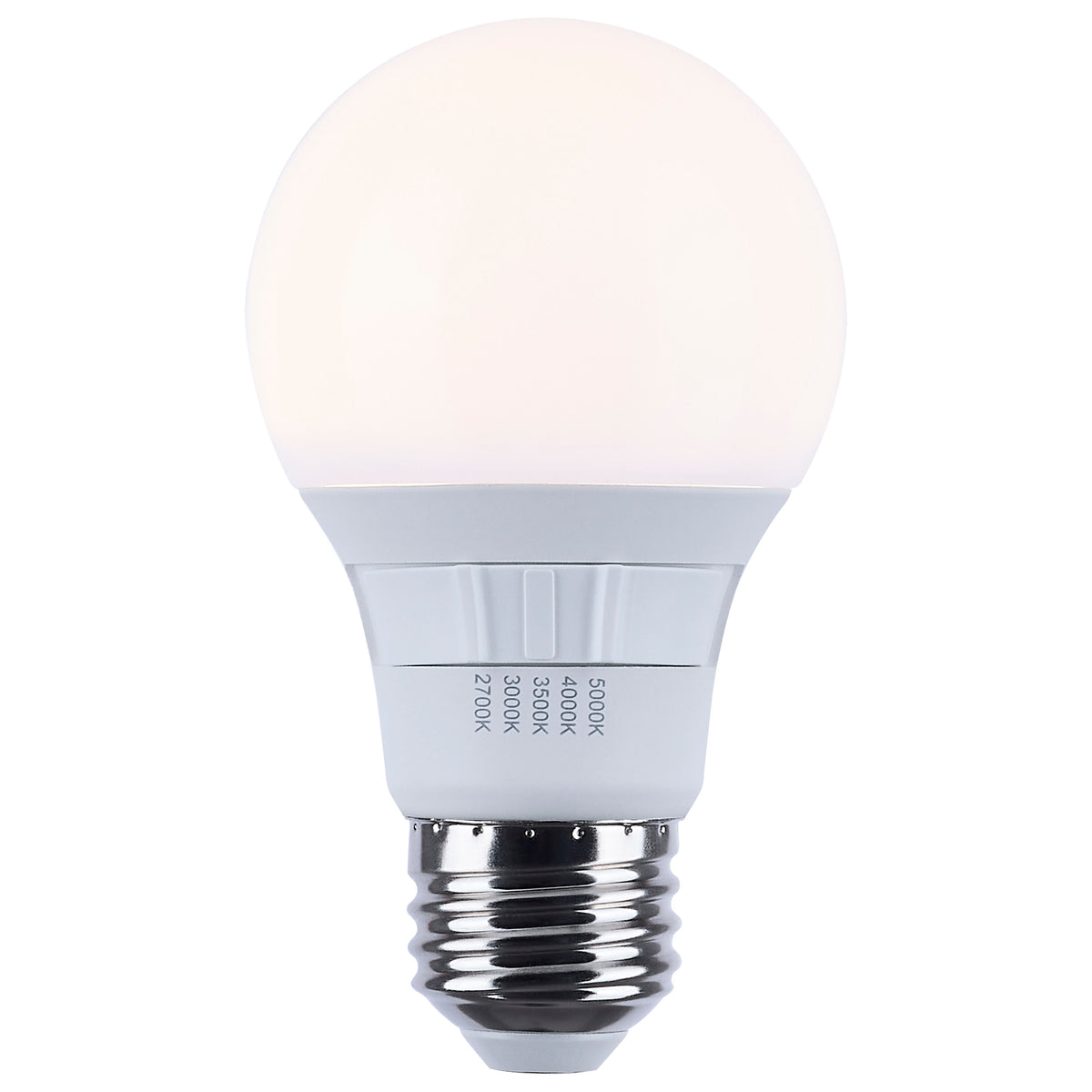 6 Watt A19 LED - 27K/3K/35K/4K/5K CCT Selectable - Medium Base - Frost Finish - 120 Volt