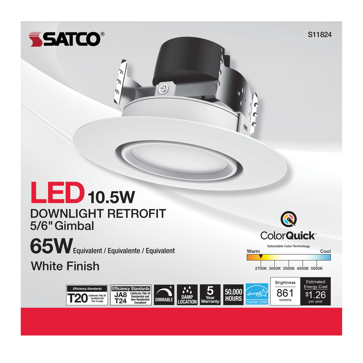 10.5 Watt LED Directional Retrofit Downlight - GimbaLED - 5-6 in. - Adjustable Color Temperature - 90 deg. Beam Angle - 120 Volt