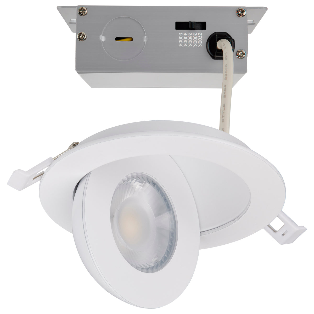 9 Watt - CCT Selectable - LED Direct Wire Downlight - GimbaLED - 4 Inch Round - Remote Driver - White
