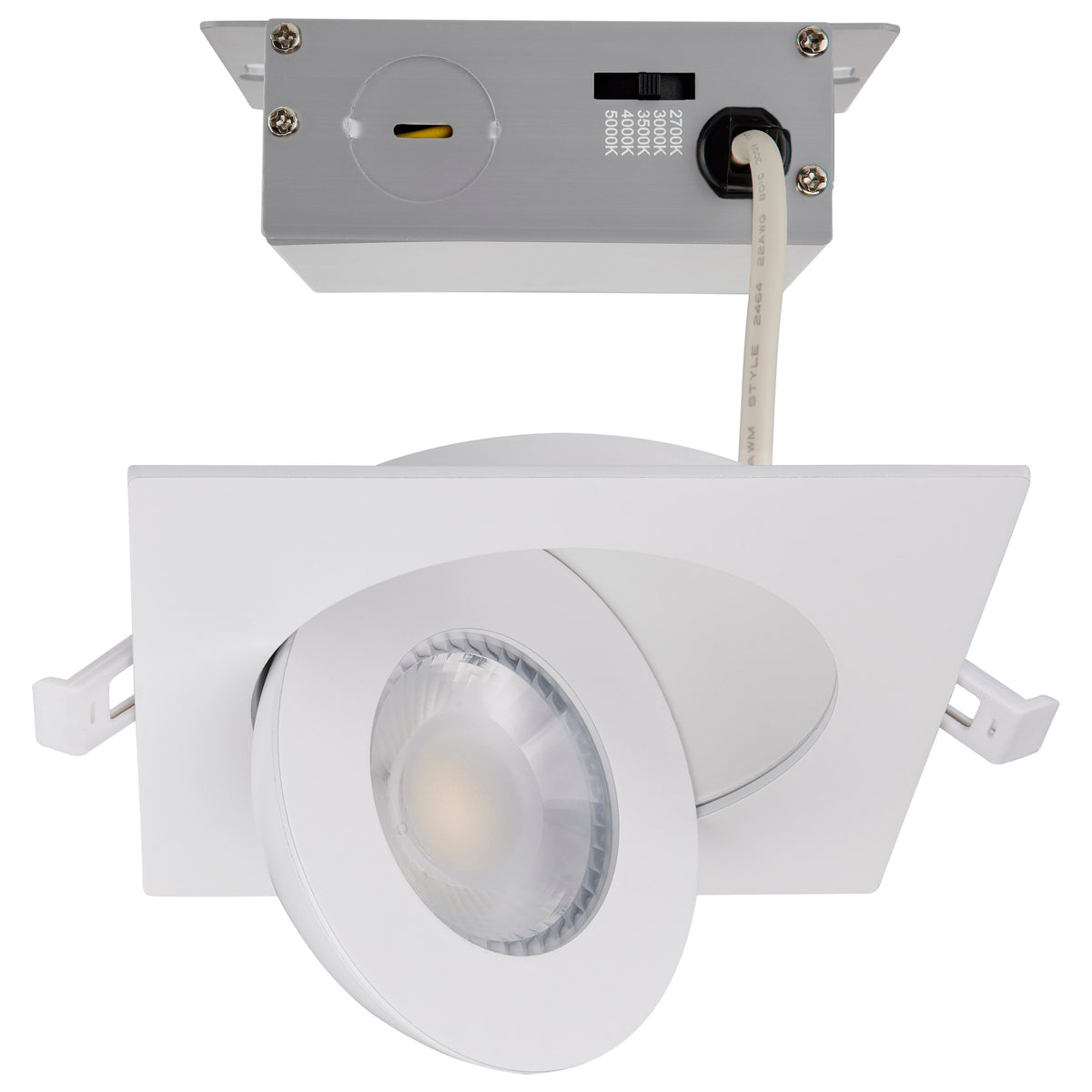 9 Watt - CCT Selectable - LED Direct Wire Downlight - GimbaLED - 4 Inch Square - Remote Driver - White