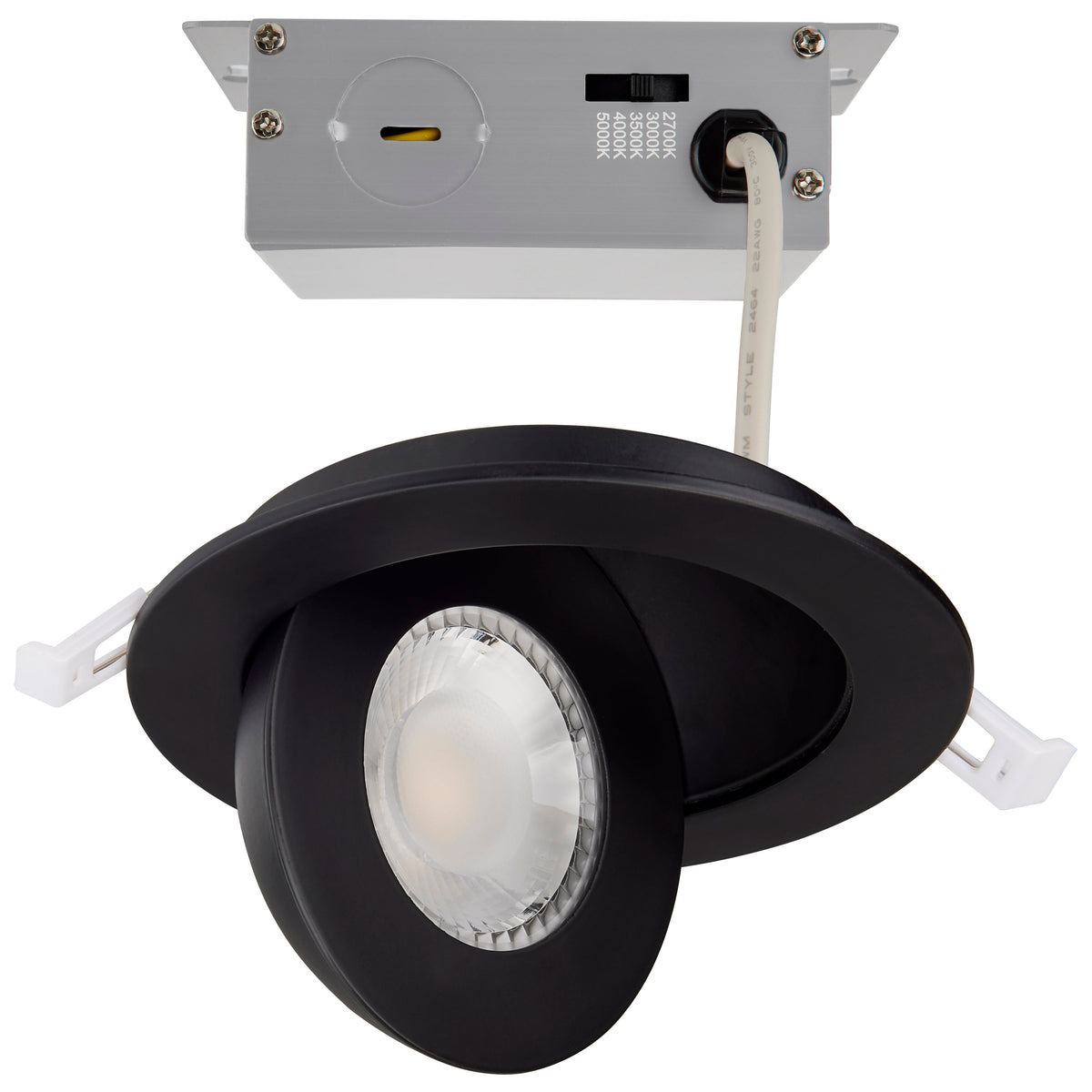 9 Watt - CCT Selectable - LED Direct Wire Downlight - GimbaLED - 4 Inch Round - Remote Driver - Black