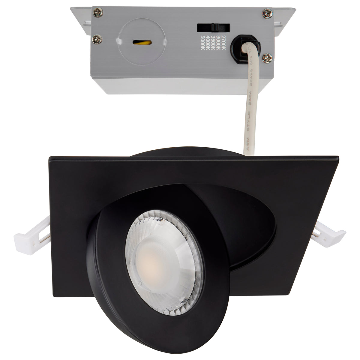 9 Watt - CCT Selectable - LED Direct Wire Downlight - GimbaLED - 4 Inch Square - Remote Driver - Black