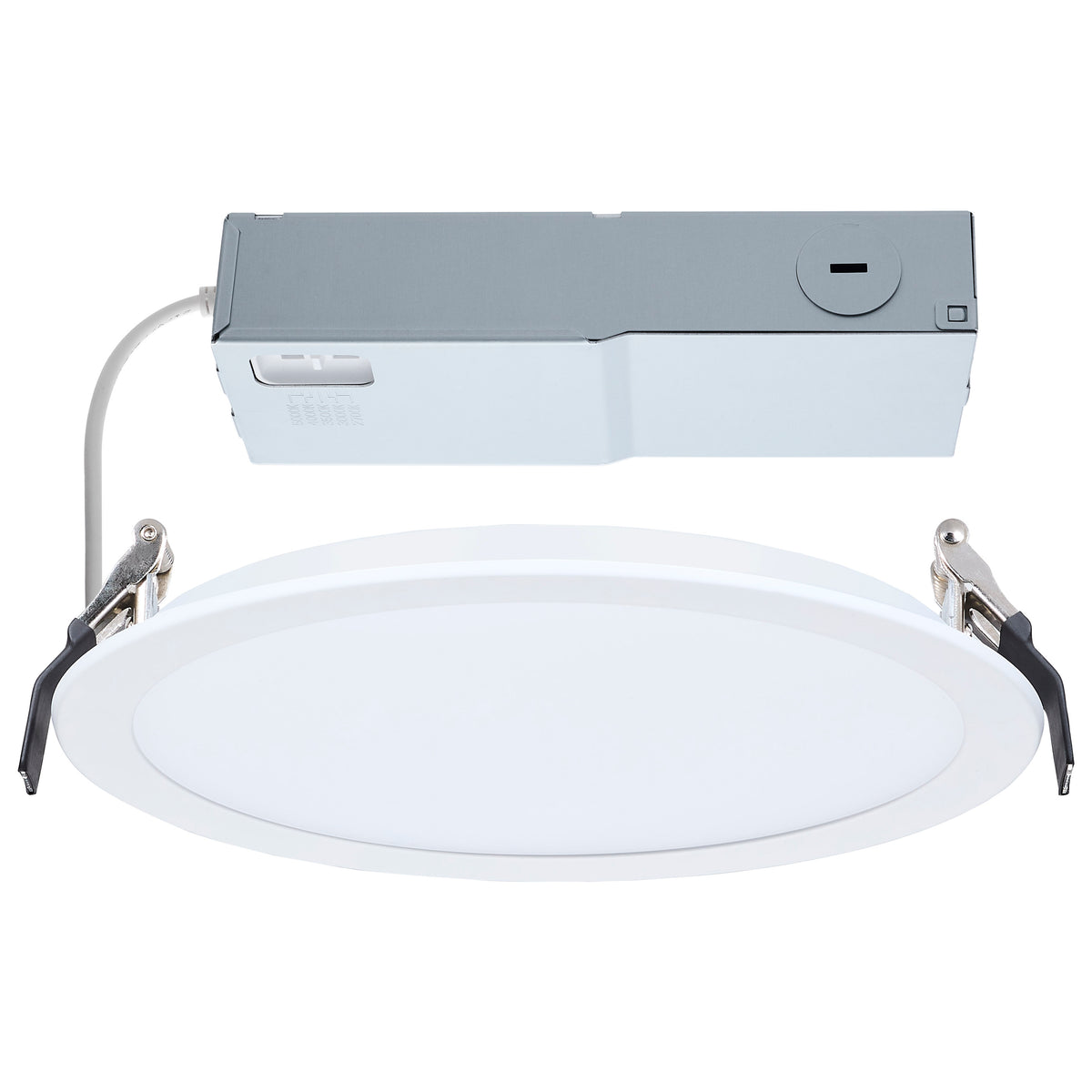 20 Watt - 8 Inch LED Direct Wire Downlight - Remote Driver - Selectable - Dual Dimming - Flat Face - Round - White Finish