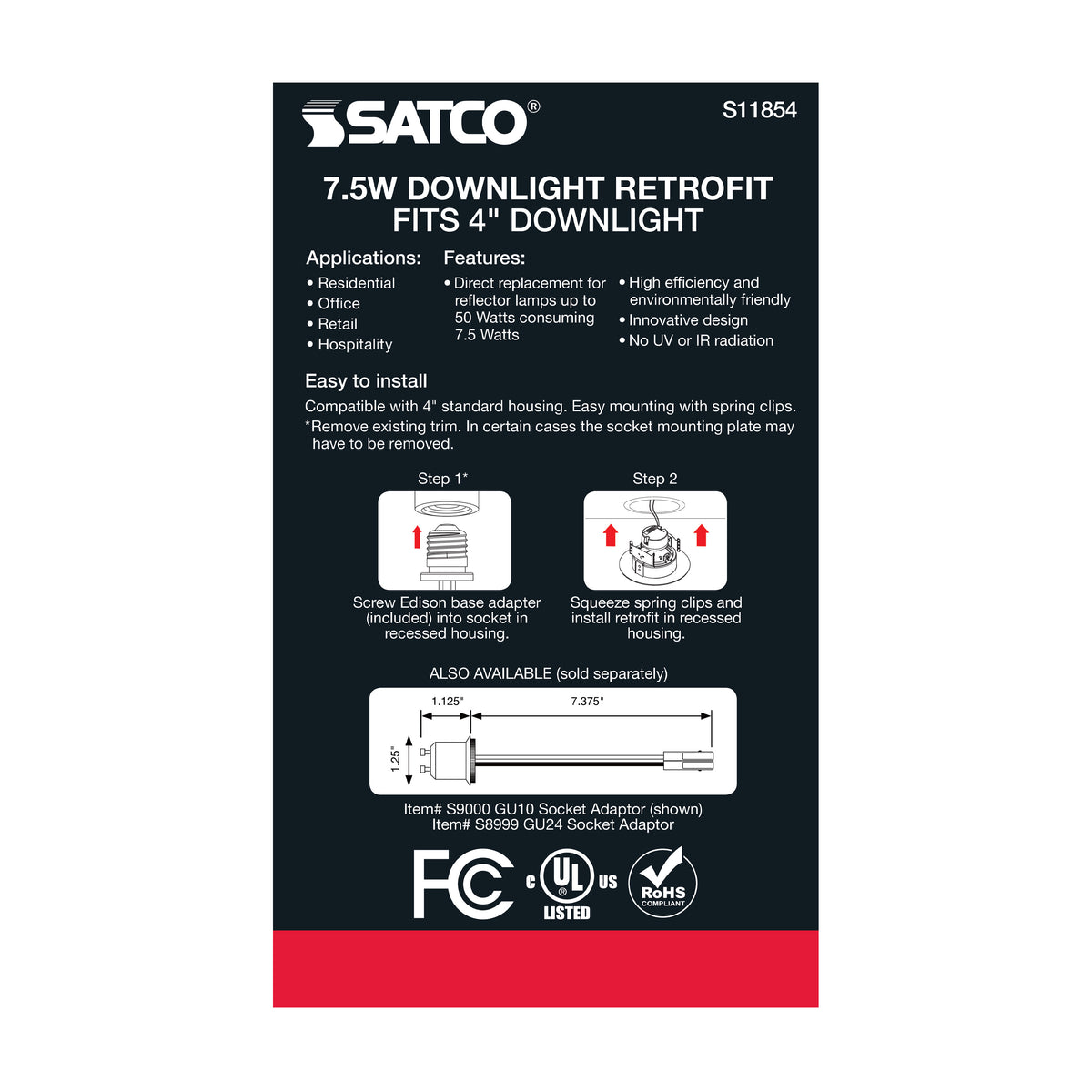 7.5 Watt - LED Retrofit Downlight - GimbaLED - 120 Volt - CCT Selectable - Black Finish