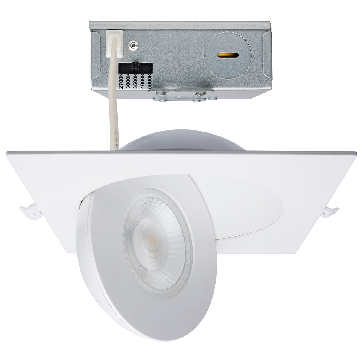 15 Watt - Selectable - LED Direct Wire Downlight - GimbaLED - 6 Inch Square - Remote Driver - White for hallways and ceiling