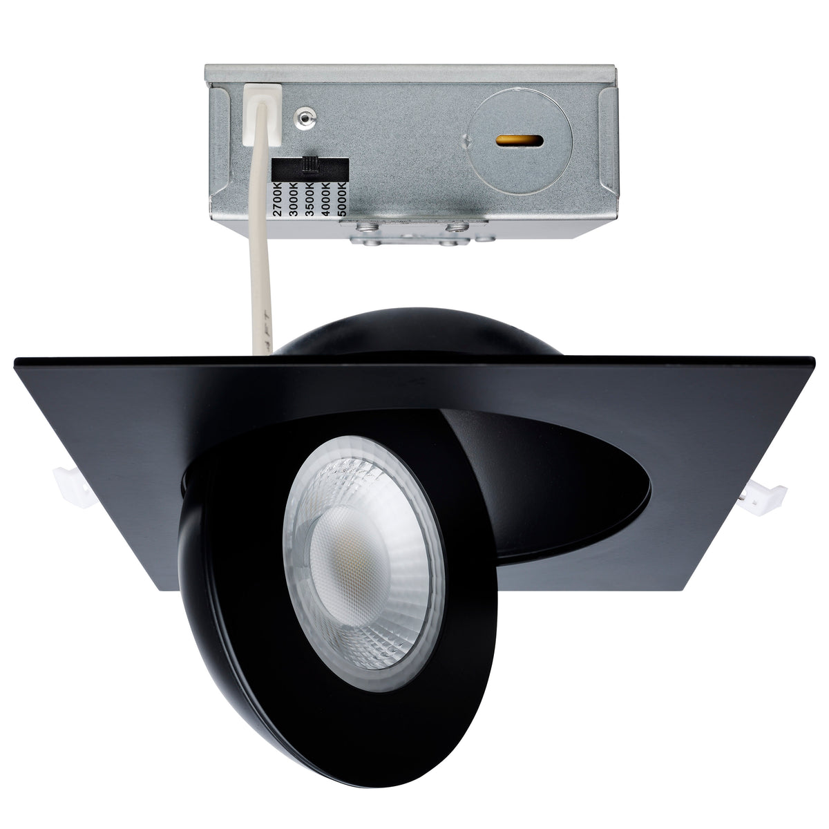 15 Watt - Selectable - LED Direct Wire Downlight - GimbaLED - 6 Inch Square - Remote Driver - Black