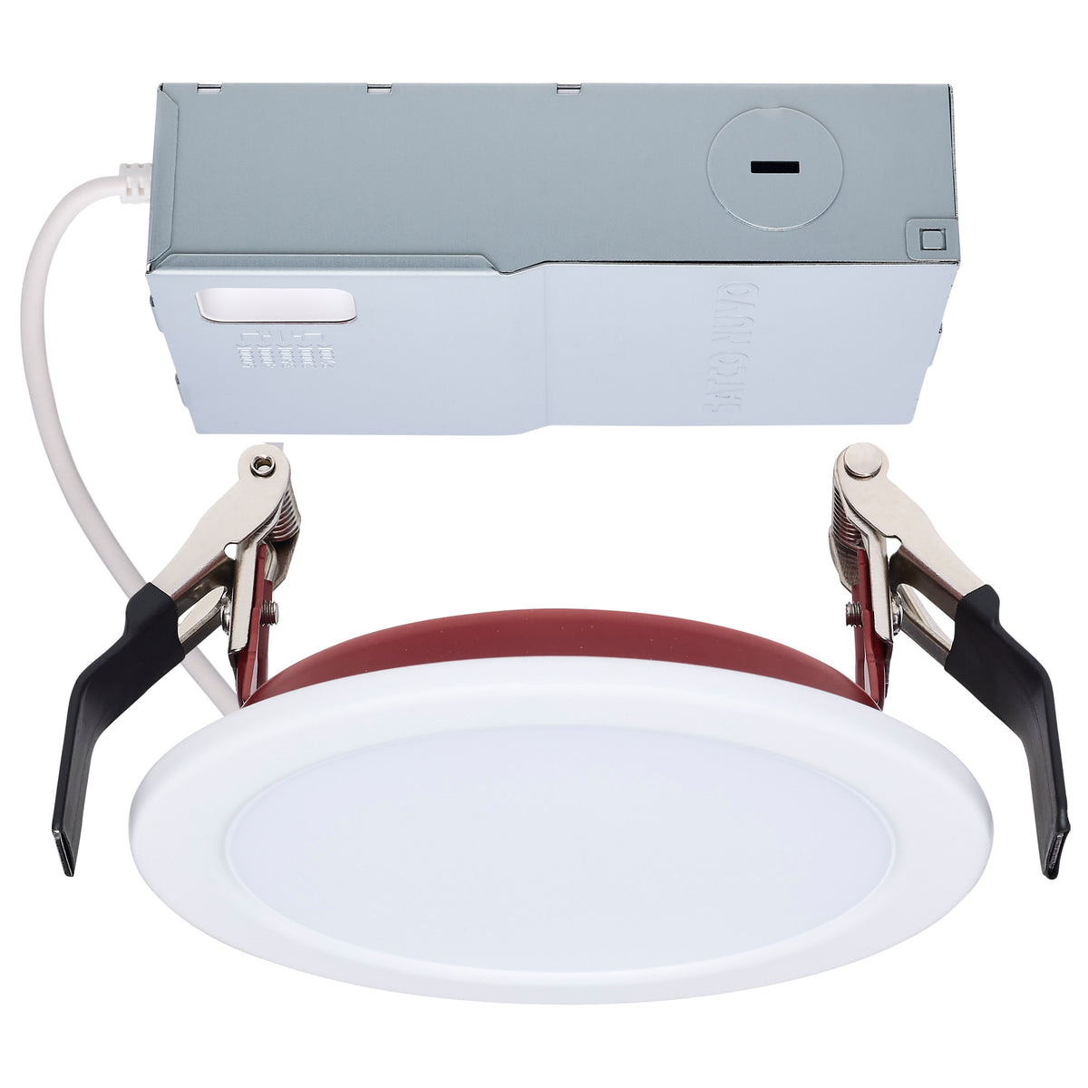 10 Watt LED - Fire Rated 4 Inch Direct Wire Slim Fit Flat Face Downlight - Round Shape - White Finish - Selectable - 120