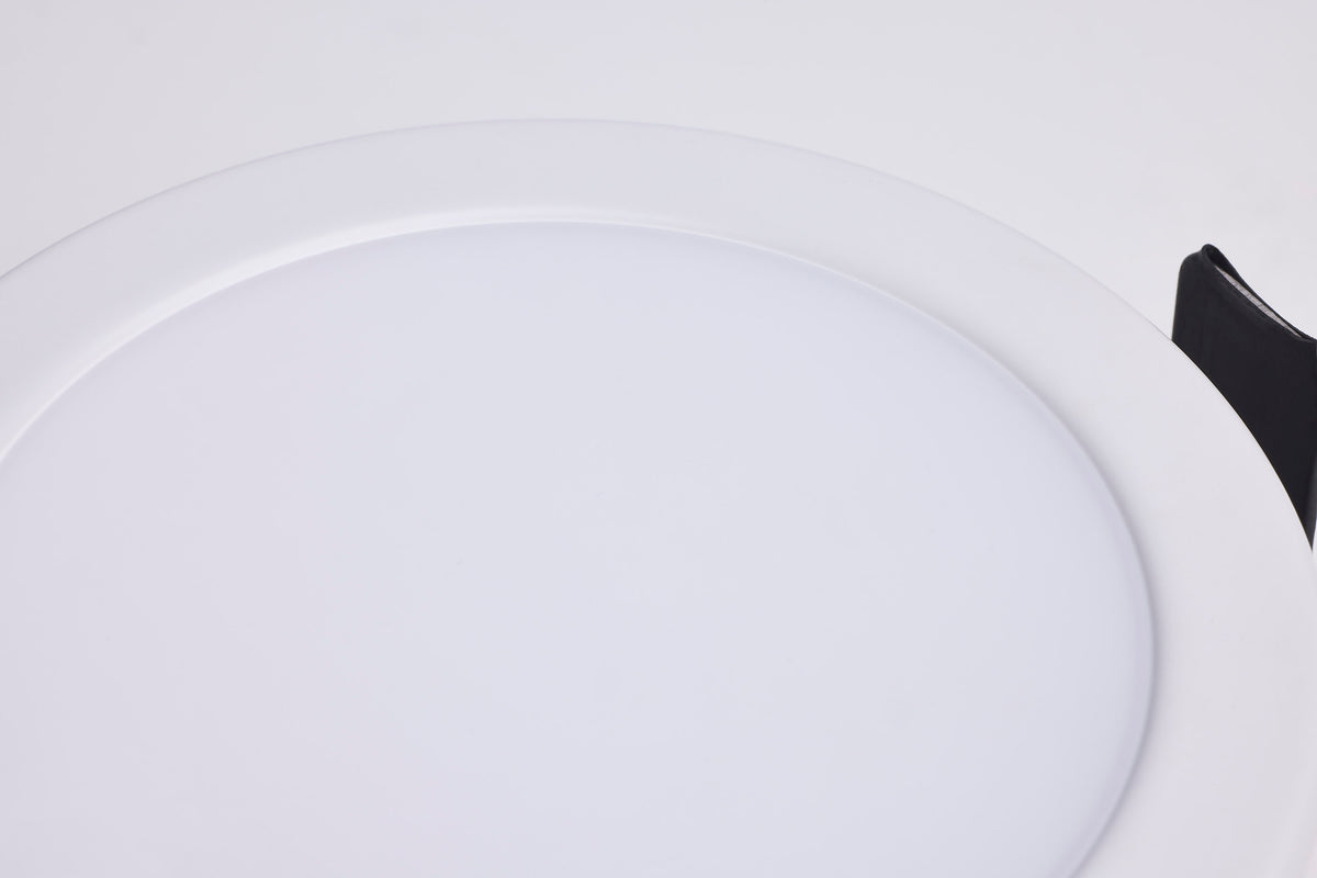 10 Watt LED - Fire Rated 4 Inch Direct Wire Slim Fit Flat Face Downlight - Round Shape - White Finish - CCT Selectable - 120 Volts - Dimmable