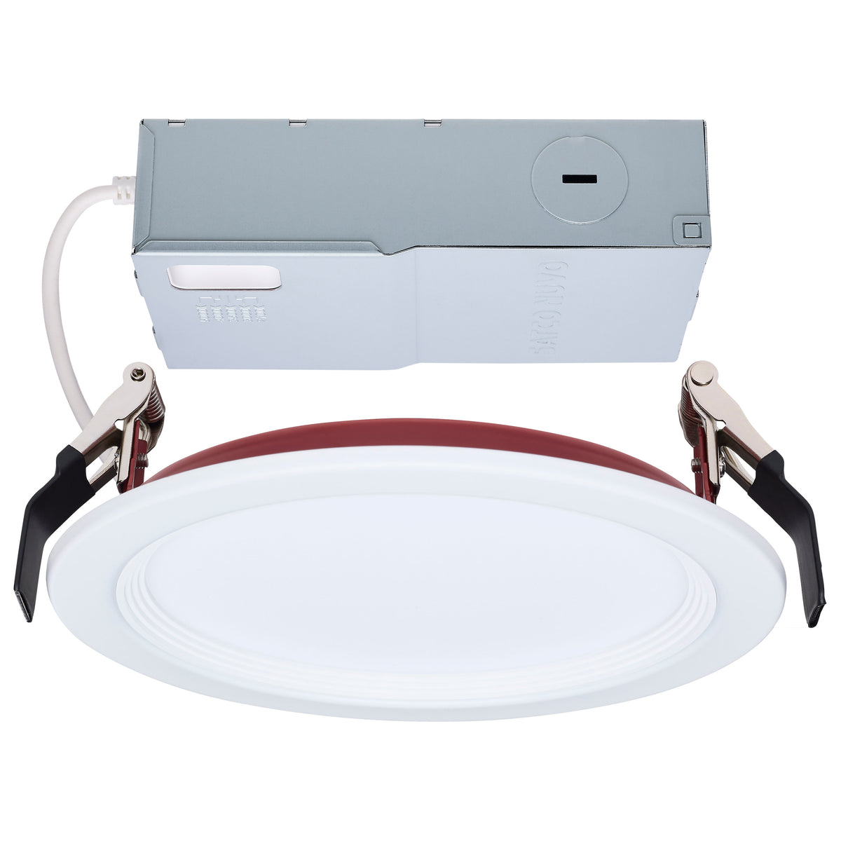 13 Watt LED - Fire Rated 6 Inch Direct Wire Slim Fit Step Baffle Downlight - Round Shape - White Finish - Selectable - 120