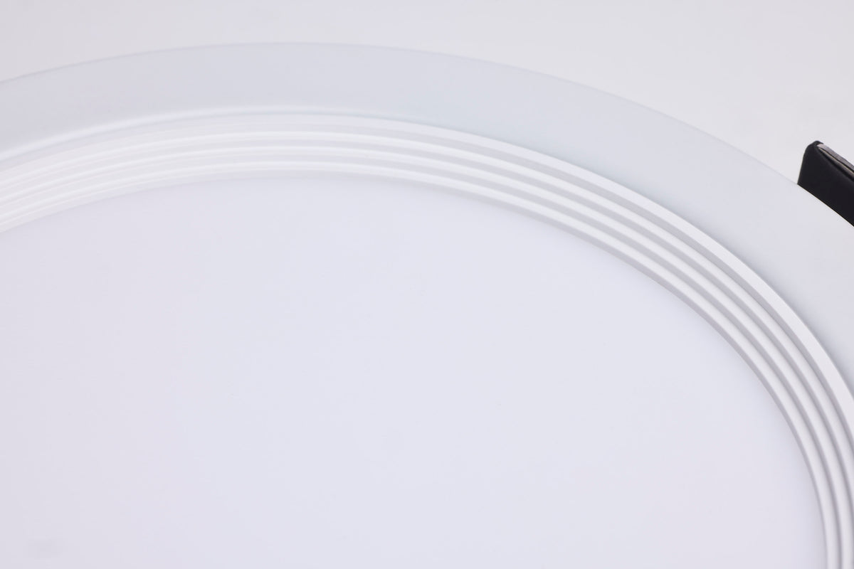 13 Watt LED - Fire Rated 6 Inch Direct Wire Slim Fit Step Baffle Downlight - Round Shape - White Finish - CCT Selectable - 120 Volts - Dimmable