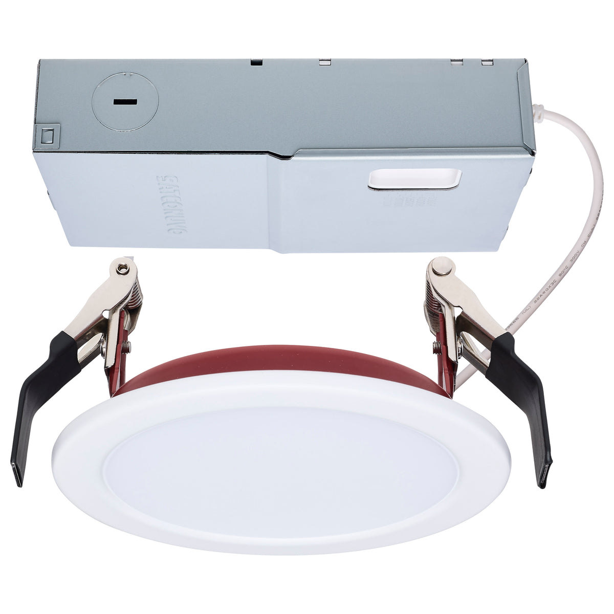 10 Watt LED - Fire Rated 4 Inch - Direct Wire Slim Fit Flat Face Downlight - Round Shape - White Finish - Selectable