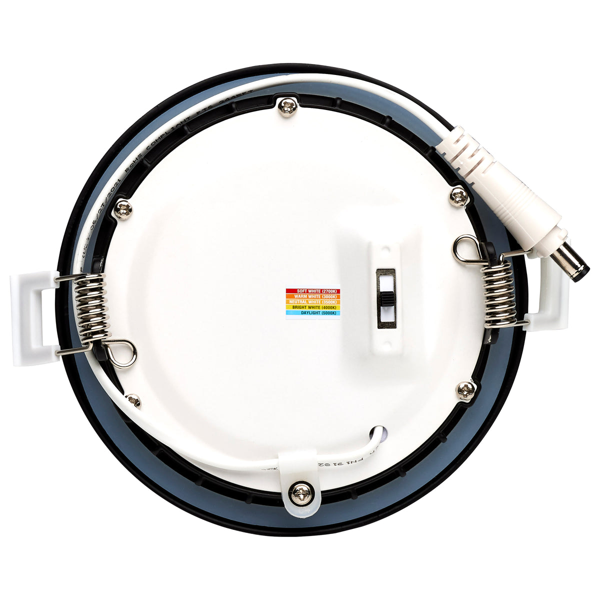 10 Watt LED Direct Wire Downlight - 4-Inch - CCT Selectable - Round - Remote Driver - Black Finish