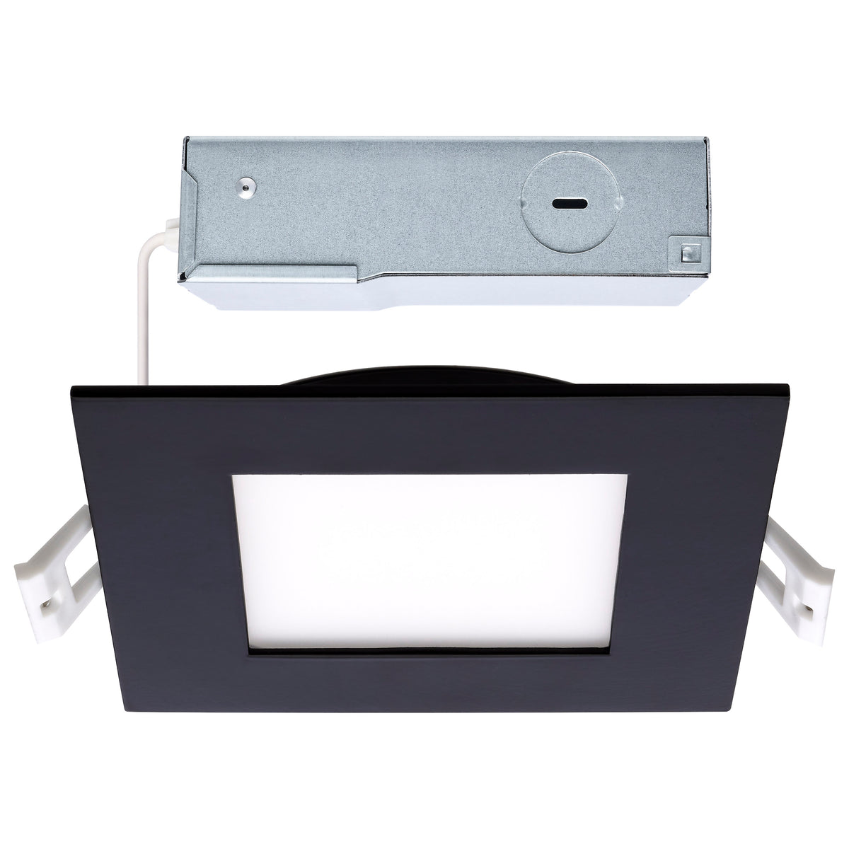 10 Watt LED Direct Wire Downlight - 4-Inch - Selectable - Square - Remote Driver - Black Finish for hallways and ceiling