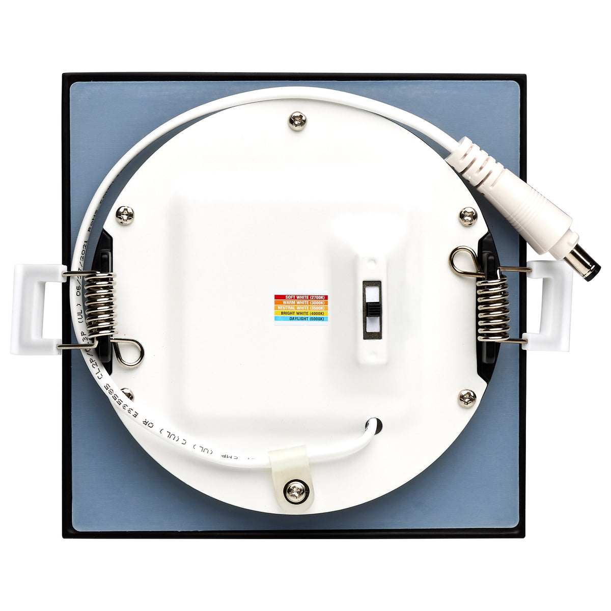 10 Watt LED Direct Wire Downlight - 4-Inch - CCT Selectable - Square - Remote Driver - Black Finish