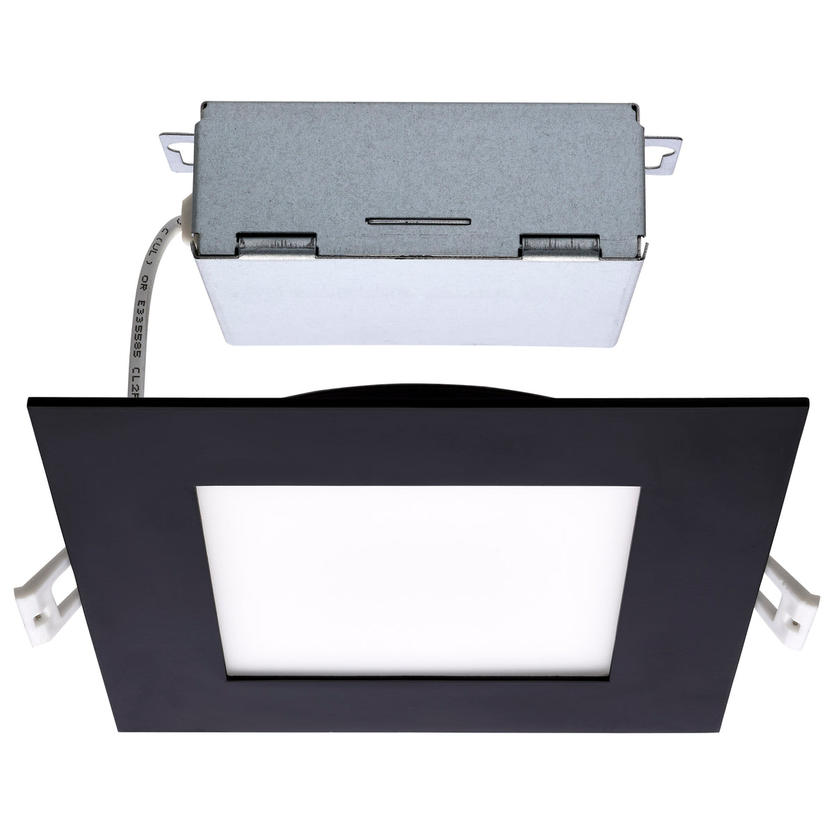 12 Watt - LED Direct Wire Downlight - Edge-lit - 6 inch - Selectable - 120 volt - Dimmable - Square - Remote Driver - Black
