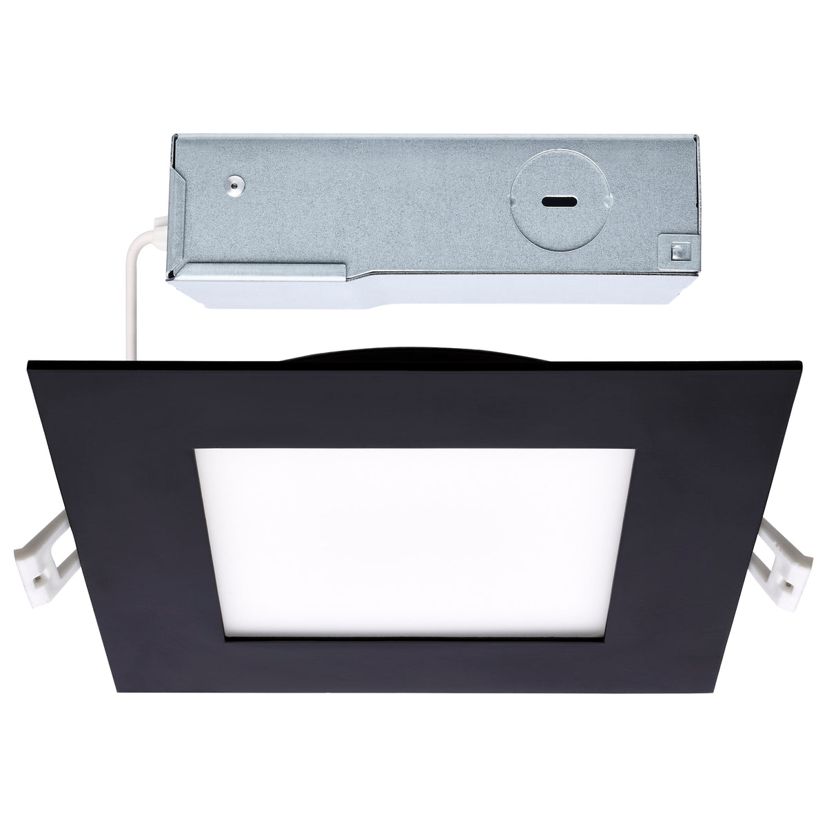 12 Watt LED Direct Wire Downlight - 6-Inch - Selectable - Square - Remote Driver - Black Finish