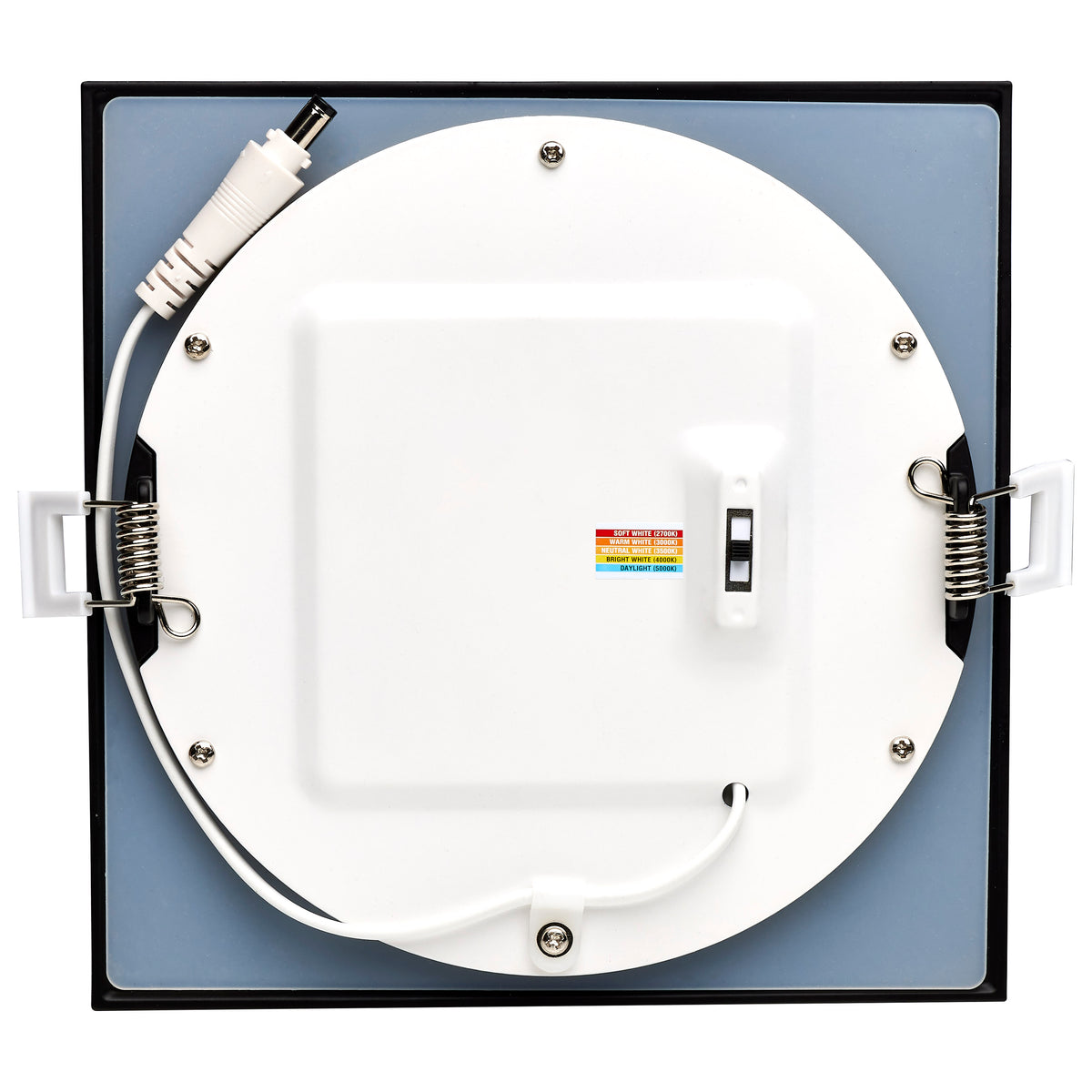 12 Watt LED Direct Wire Downlight - 6-Inch - CCT Selectable - Square - Remote Driver - Black Finish