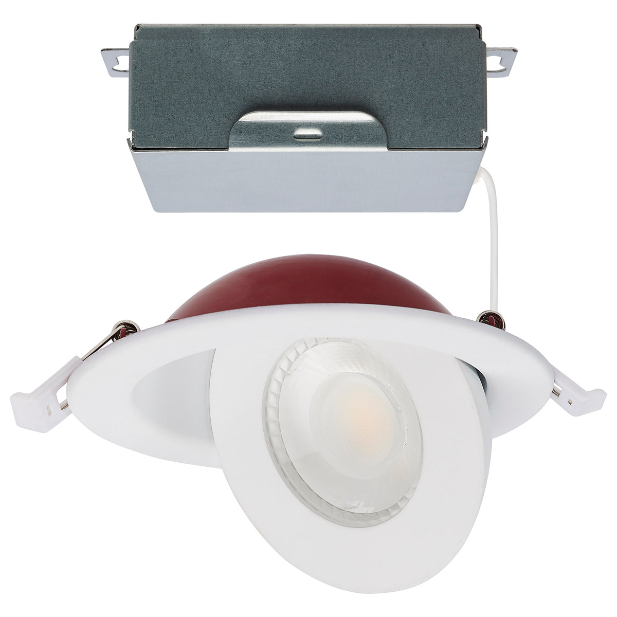 9 Watt LED - Fire Rated - 4 Inch Direct Wire Directional Downlight - Round Shape - White Finish - Selectable - Dimmable - 120