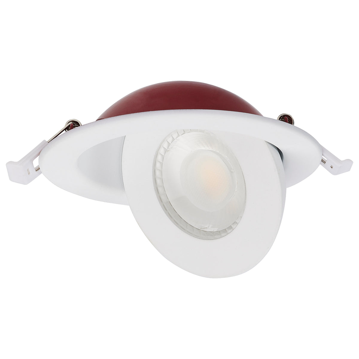 9 Watt LED - Fire Rated - 4 Inch Direct Wire Directional Downlight - Round Shape - White Finish - CCT Selectable - Dimmable - 120 Volts