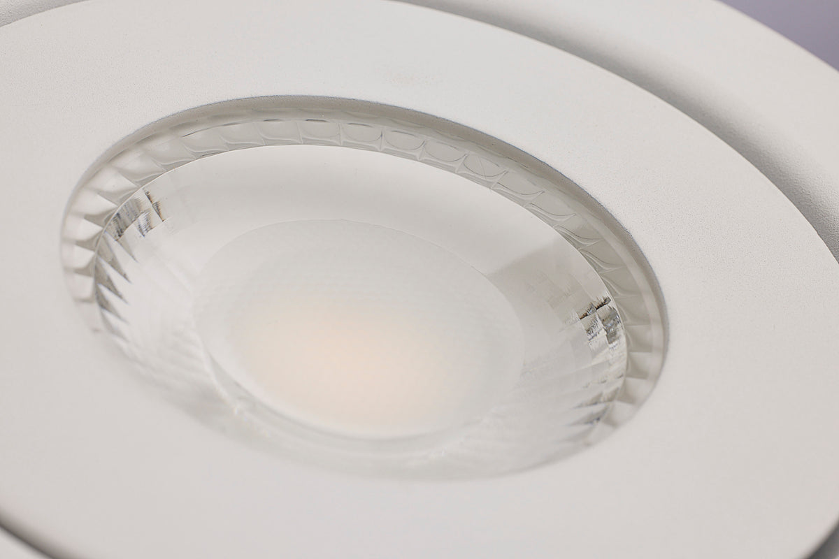9 Watt LED - Fire Rated - 4 Inch Direct Wire Directional Downlight - Round Shape - White Finish - CCT Selectable - Dimmable - 120 Volts