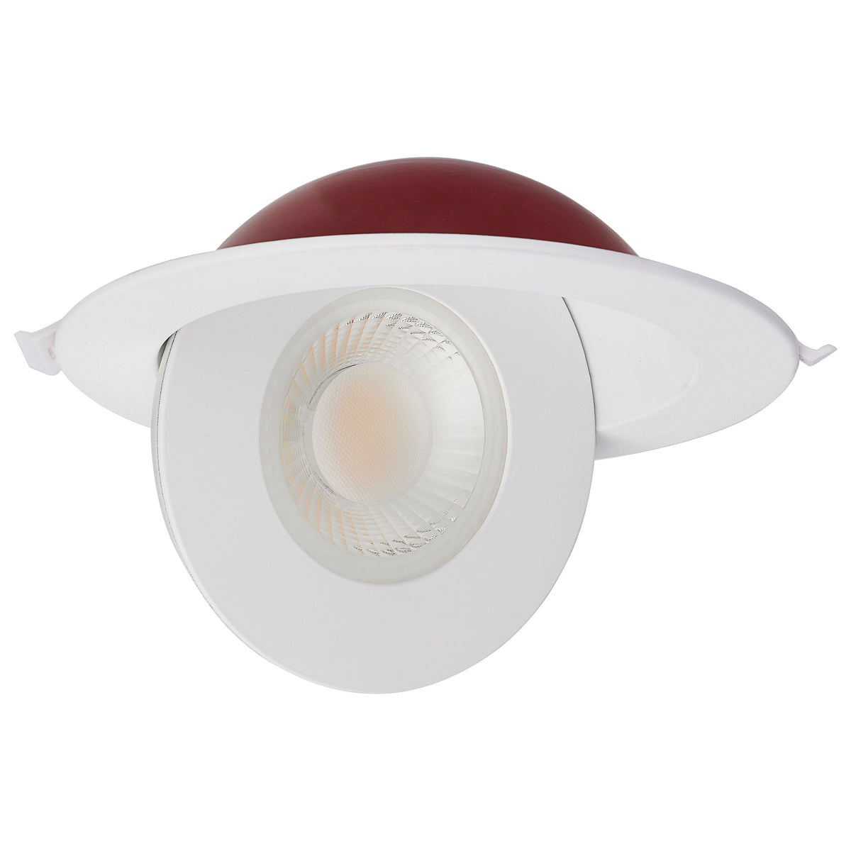 15 Watt LED - Fire Rated - 6 Inch Direct Wire Directional Downlight - Round Shape - White Finish - CCT Selectable - Dimmable - 120 Volts