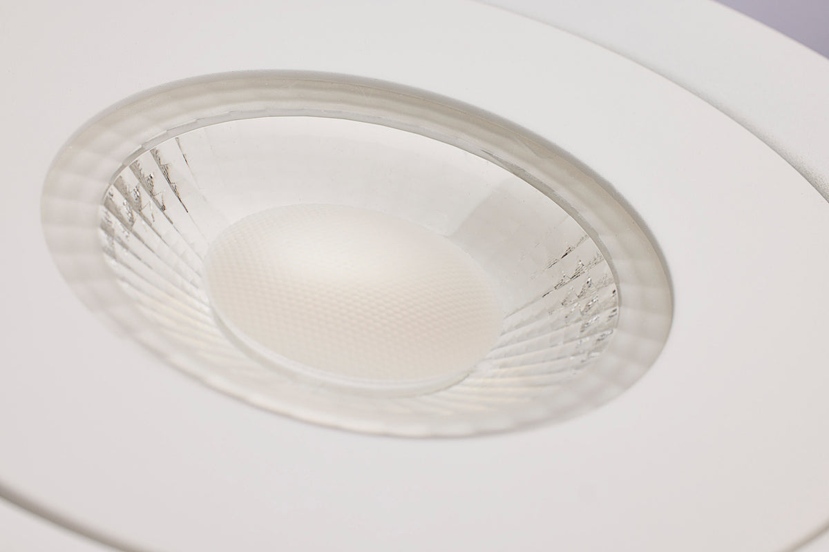 15 Watt LED - Fire Rated - 6 Inch Direct Wire Directional Downlight - Round Shape - White Finish - CCT Selectable - Dimmable - 120 Volts