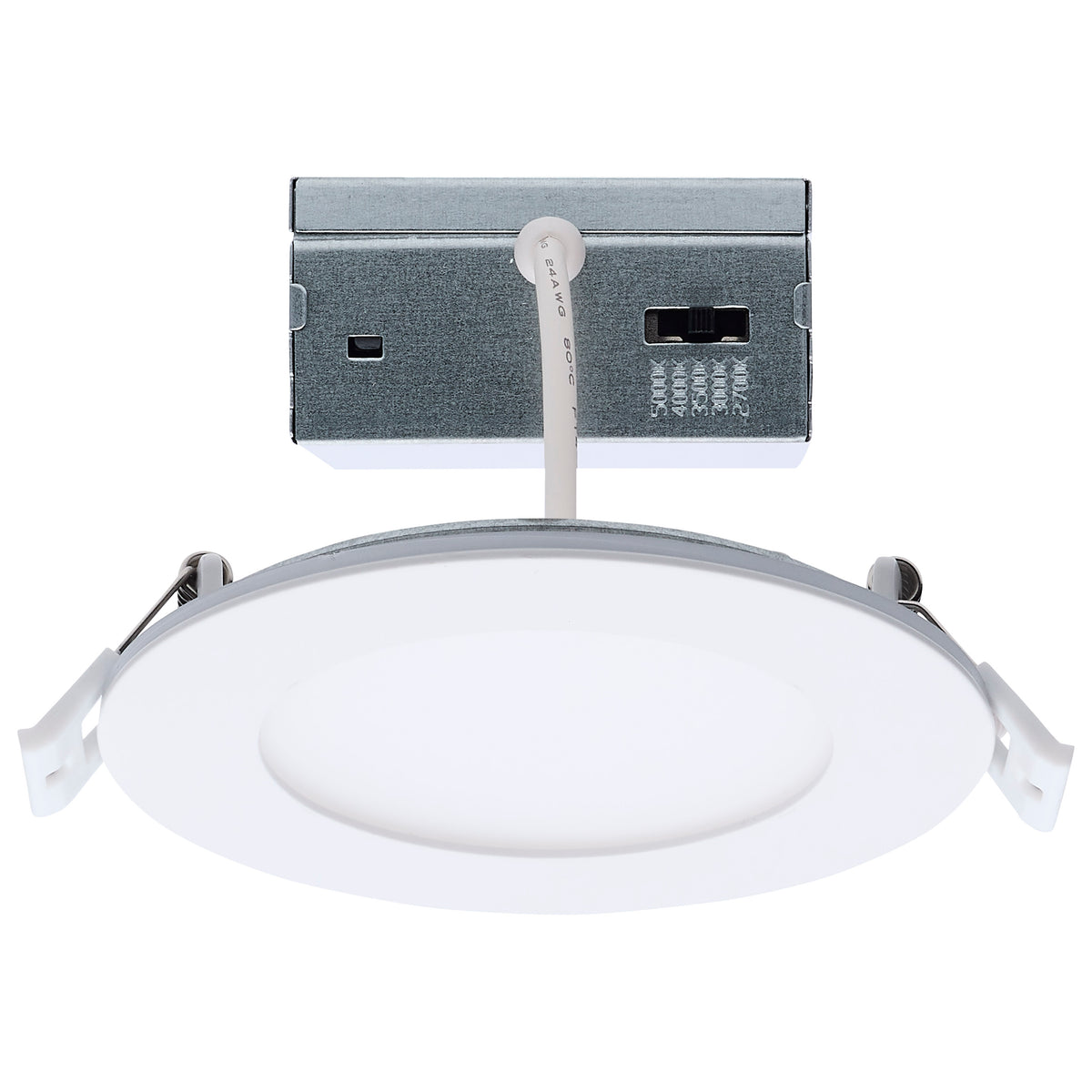 9 Watt LED Direct Wire Downlight with Night Light - 4 Inch - Remote Driver - Selectable - Dimmable - Round - White Finish
