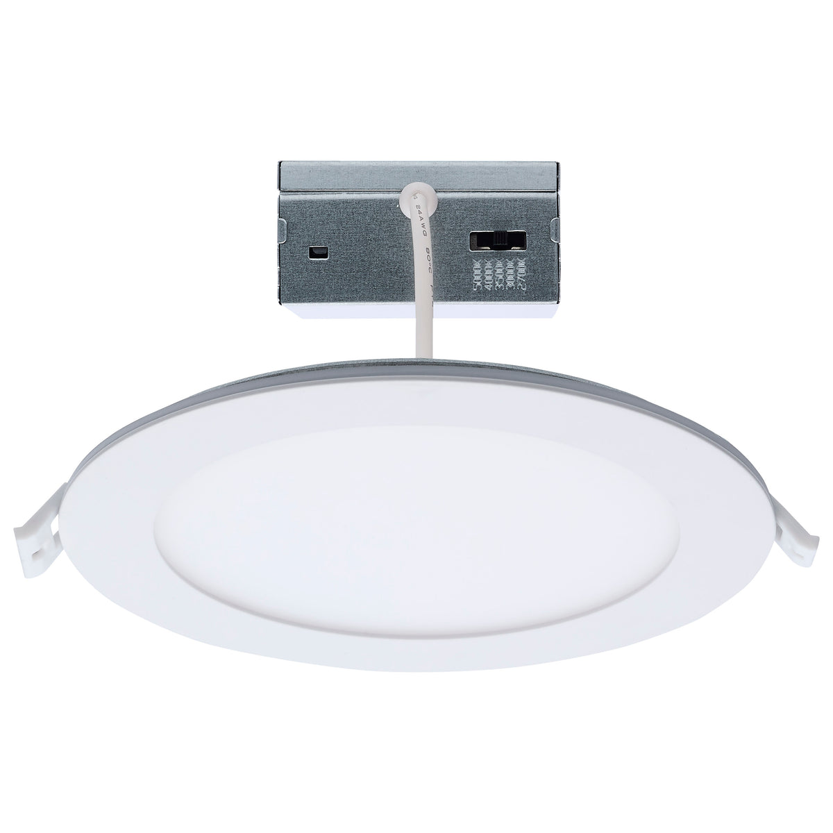 12 Watt LED Direct Wire Downlight with Night Light - 6 Inch - Remote Driver - Selectable - Dimmable - Round - White Finish