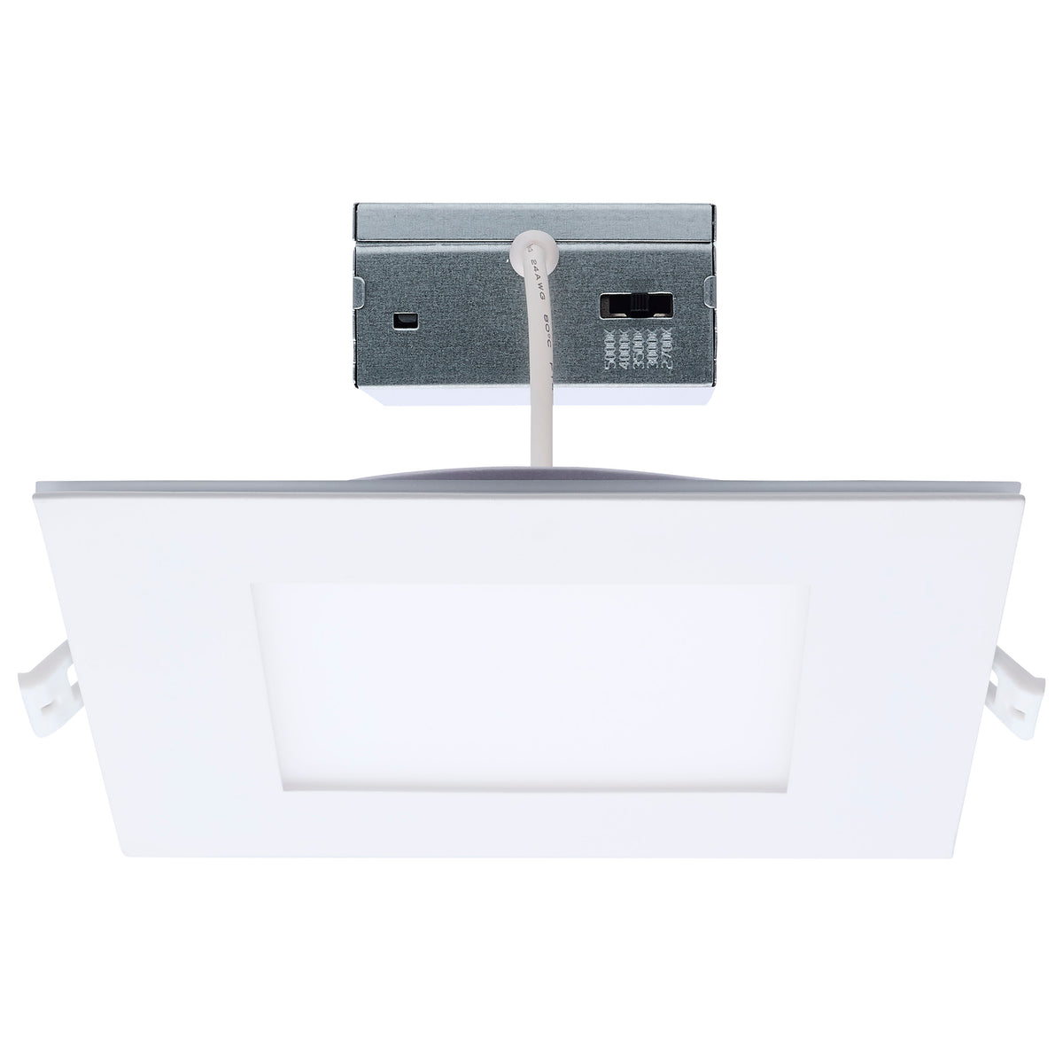 12 Watt LED Direct Wire Downlight with Night Light - 6 Inch - Remote Driver - Selectable - Dimmable - Square - White Finish