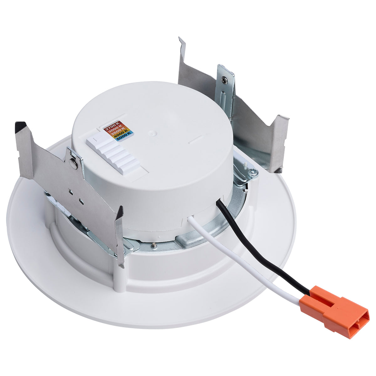 8 Watt - 4 Inch LED Downlight Retrofit - 27K/30K/35K/40K/50K CCT Selectable - Flat Wafer - Round - Matte White Finish