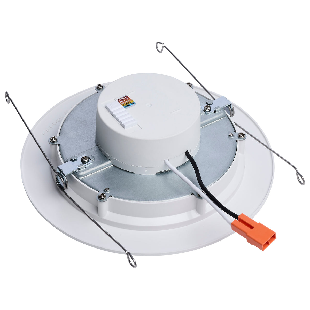 9.5 Watt - 6 Inch LED Downlight Retrofit - 27K/30K/35K/40K/50K CCT Selectable - Regressed Wafer - Round - Matte White Finish
