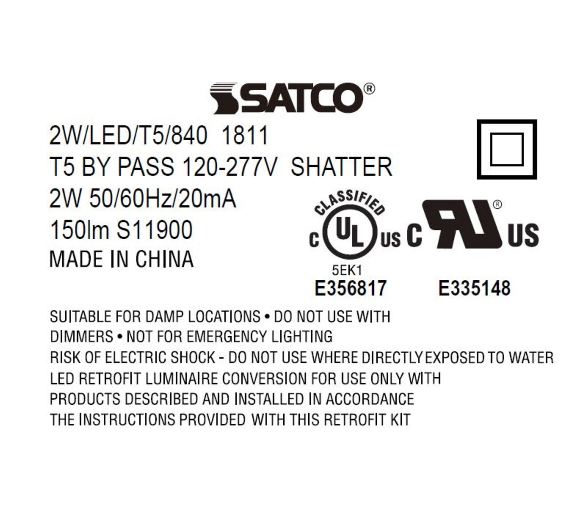 2 Watt T5 LED - Miniature bi-pin base - 4000K - 50000 Average rated hours - 150 Lumens - 120-277 Volt - Type B - Ballast Bypass - Double Ended Wiring
