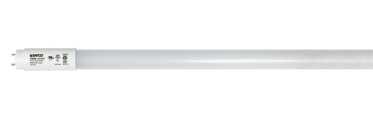 18.5 Watt T8 LED - 3500K - Medium Bi Pin base - 50000 Average rated hours - 120-277 Volt - Type B - Ballast Bypass - Single