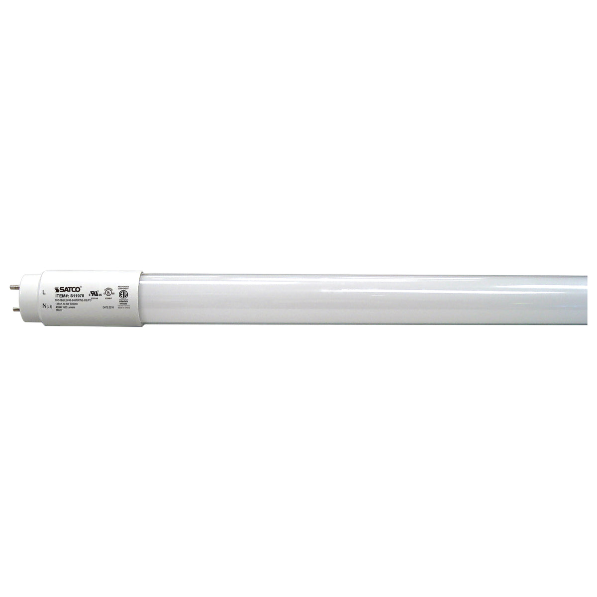 10.5 Watt T8 LED - 4Ft - 4000K - Medium Bi Pin base - 70000 Average rated hours - 1650 Lumens - Type B - Ballast Bypass