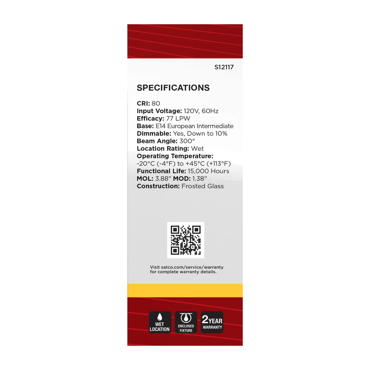 4.5 Watt - B11 LED Filament - Frosted - 350 Lumens - 3000K - European base - 120 Volt