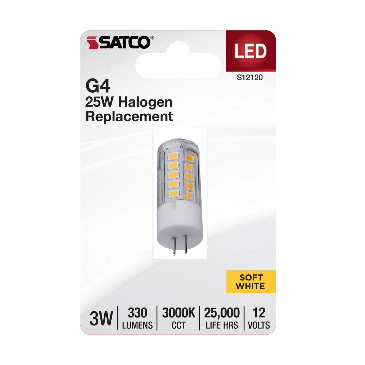 3 Watt Mini LED - G4 Base - 3000K - Clear Finish - 12 Volt