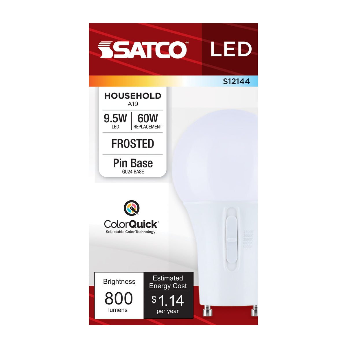9.5 Watt LED - A19 - 27K/3K/35K/4K/5K - GU24 Base - 120 Volt
