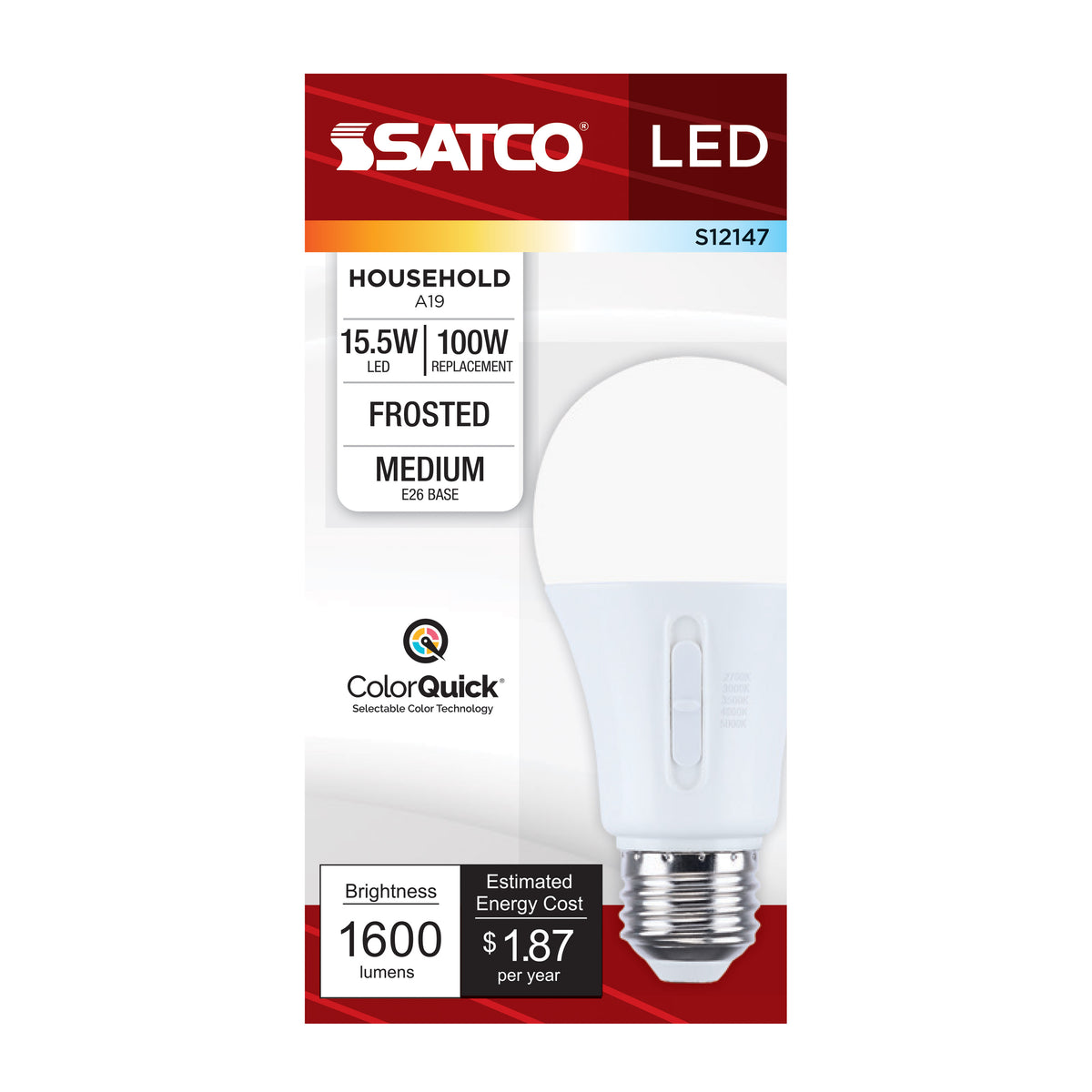 15.5 Watt LED - A19 - 27K/3K/35K/4K/5K - Medium Base - 120 Volt
