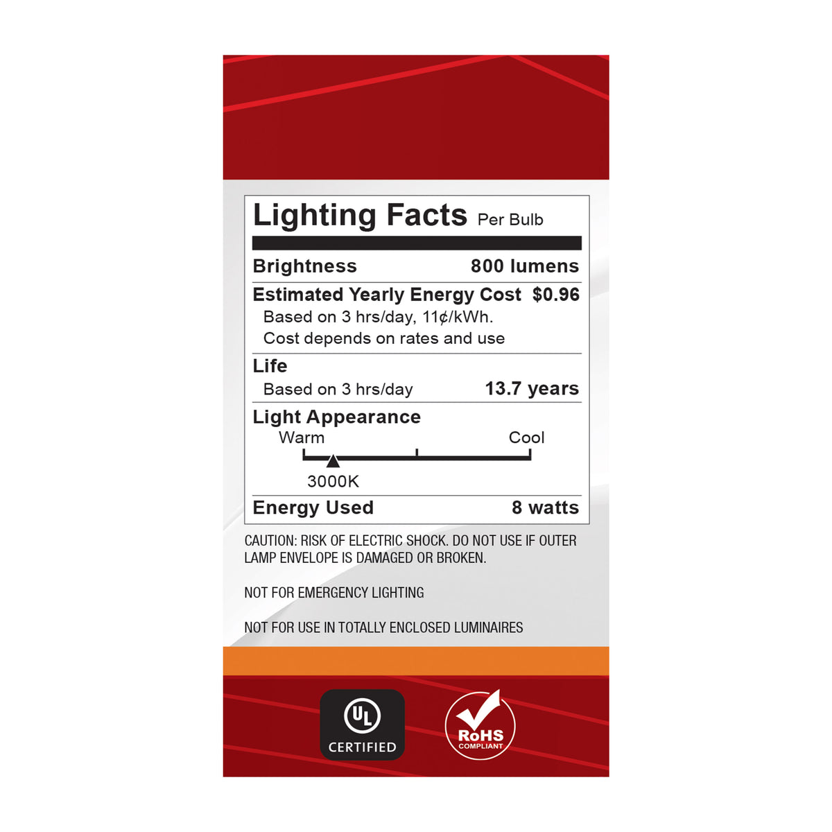 8 Watt LED A19 - 3000K-2000K Warm Dimming - Medium Base - Clear Finish