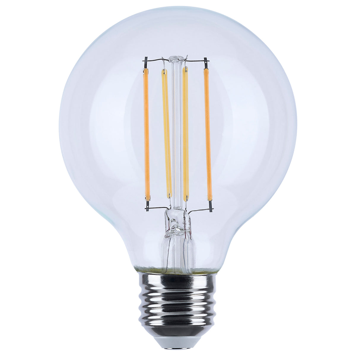 8 Watt LED G25 - 3000K-2000K Warm Dimming - Medium Base - Clear Finish for hospitality spaces and restaurants